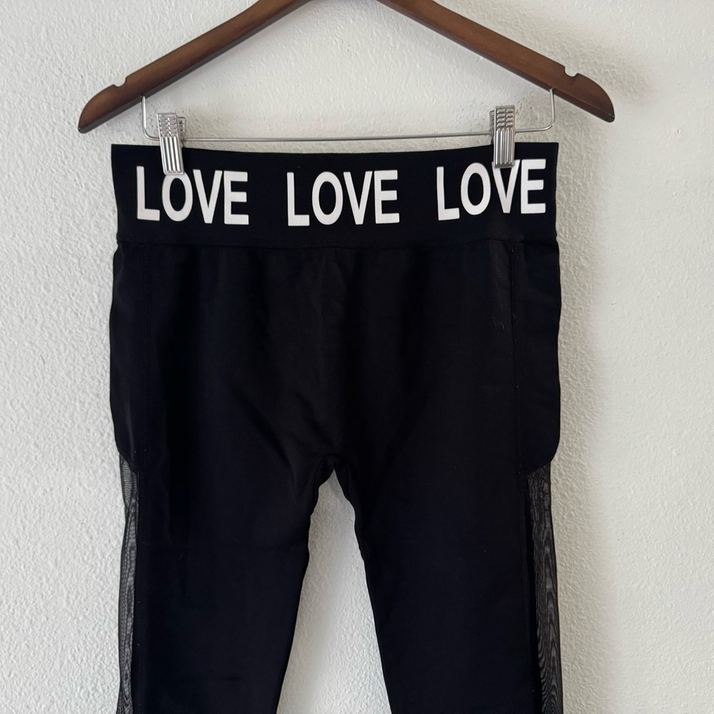 Mesh Panel High Waisted Athletic Leggings Black L/XL Soho Girls Edgy Sporty - Picture 3 of 12